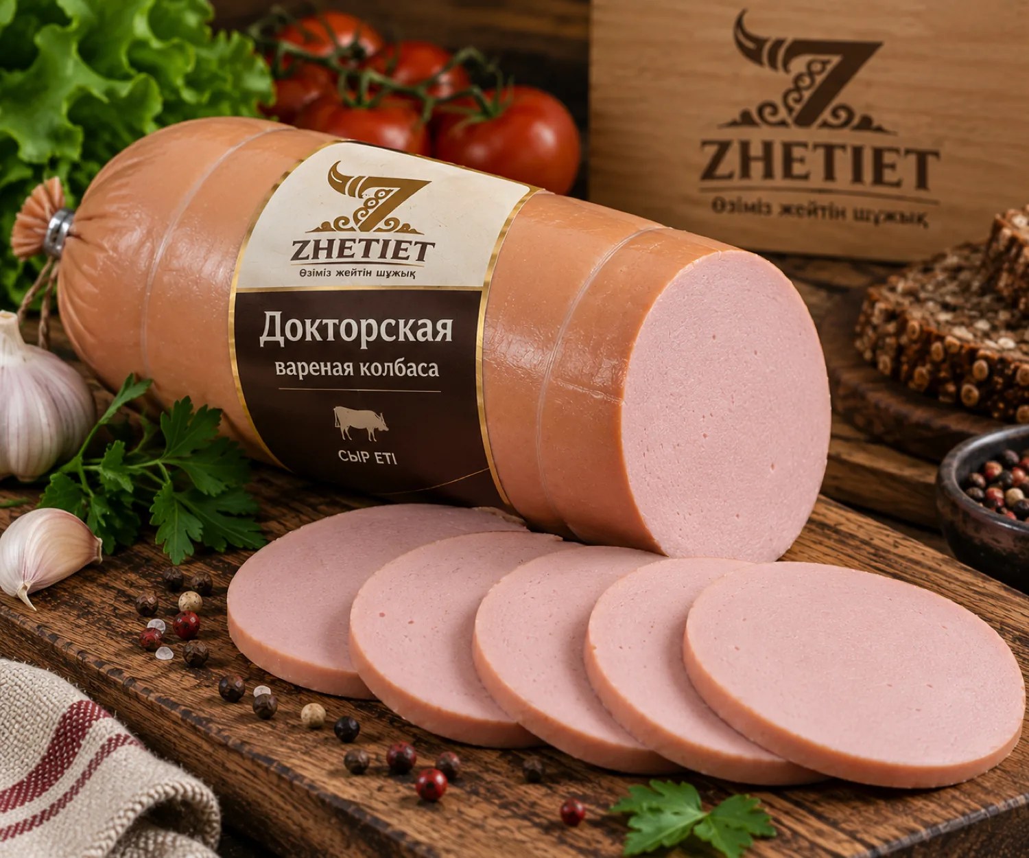 Докторская — варёная колбаса, говядина, Жеті ет, Шымкент